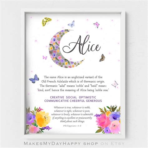 Adalyn Name Meaning,first Name Poster,personalized Gift,pink Floral ...