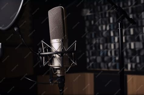 Premium Photo | A microphone in a recording studio with a microphone in ...