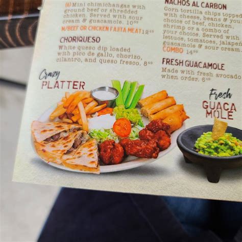 Menu at Taqueria San Miguel restaurant, Bossier City