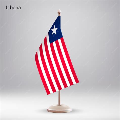 Premium Vector | Flag of liberia hanging on a flag stand