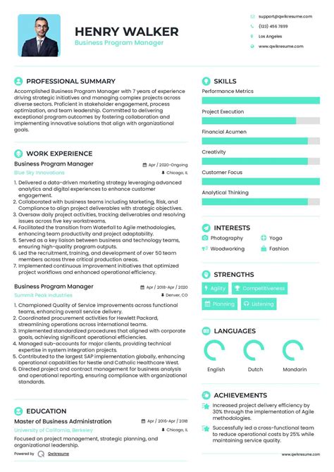 Image result for Resume Examples for Program Manager