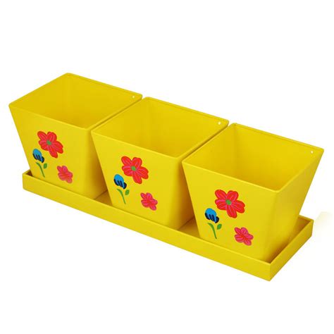 Wonderland Square Herb Set of Three Planter, planters, Pot, pots Set w ...