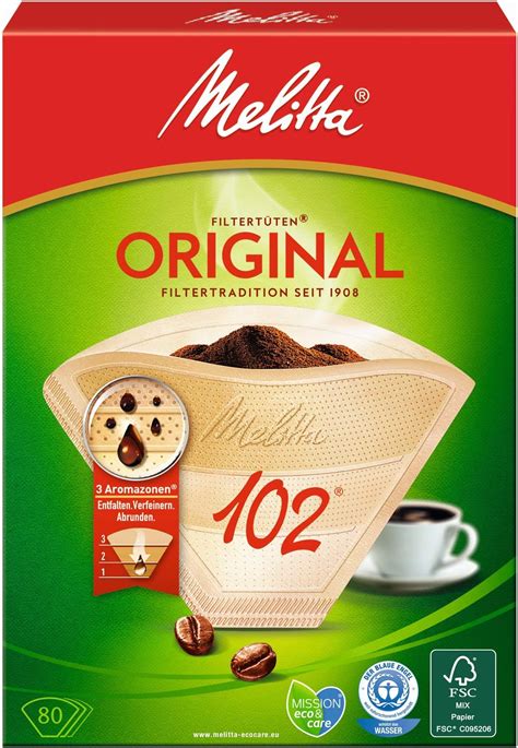 Melitta, 80 Coffee Filters, Size 102, For Filter Coffee Makers ...