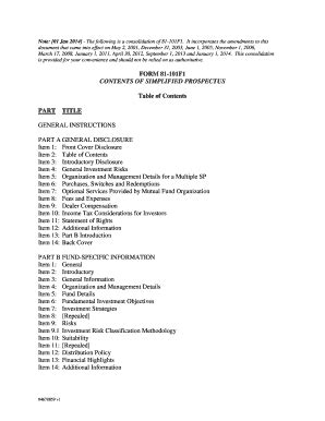 Fillable Online FORM 81-101F1 CONTENTS OF SIMPLIFIED PROSPECTUS Fax ...
