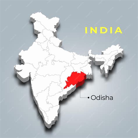 Odisha state map location in indian 3d isometric map odisha map vector ...