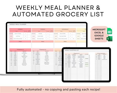 Weekly Meal Planner Template Excel