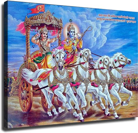 Preeminent Krishna & Arjuna on Chariot during Mahabharata War India | Ubuy