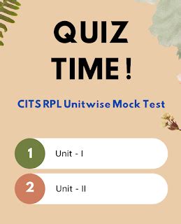 RPL CITS Quiz Test your Understanding for Unit-I & Unit-II (Principles ...