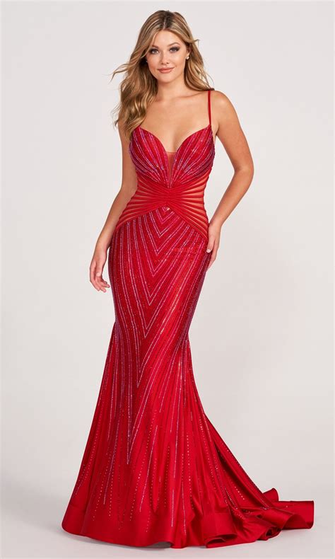 Beaded Mermaid Formal Dress with Sheer Sides -PromGirl