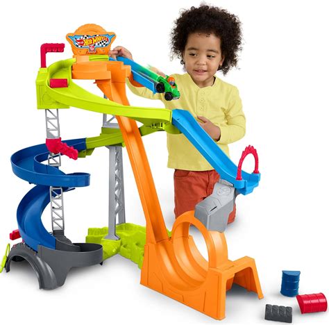 Fisher-Price Little People Toddler Toy Hot Wheels Spiral Stunt Speedway ...
