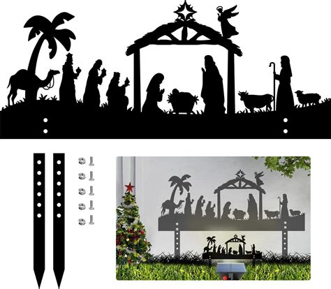 Buy GOGOPARTY Metal Outdoor Nativity Scene Silhouette Yard Sign for ...