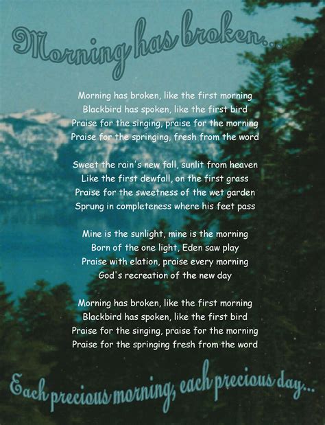 Words to Morning Has Broken Hymn | Morning has broken….the beginning of ...
