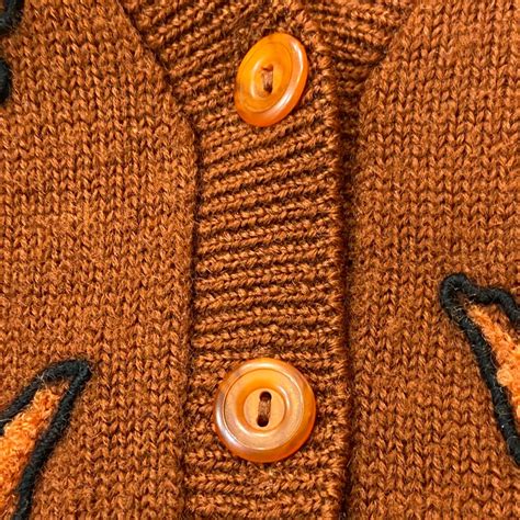 70s embroidery embroidery knit cardigan | LEMON