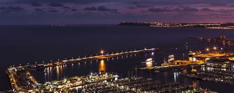 Download wallpaper 2560x1024 night city, port, pier, top view ultrawide ...