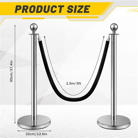 Ferraycle 6 Pcs Crowd Control Stanchions and Velvet Ropes 5 ft Crowd ...