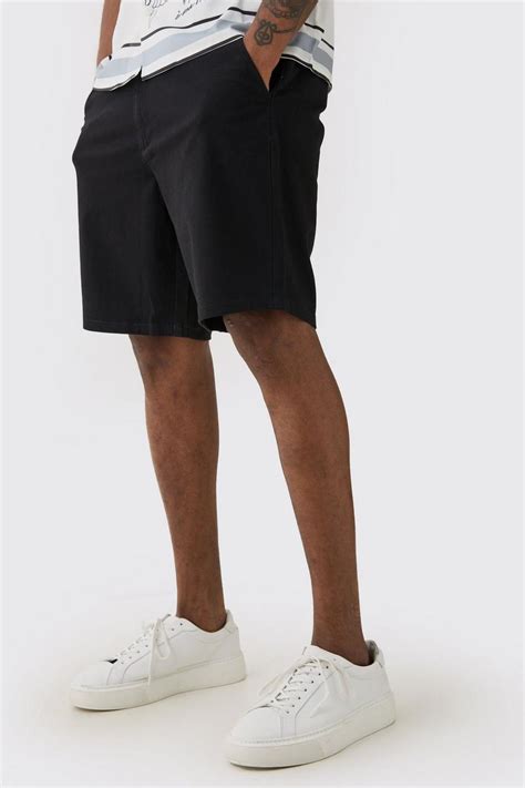 Tall Fixed Waist Black Slim Fit Chino Shorts | boohoo UK