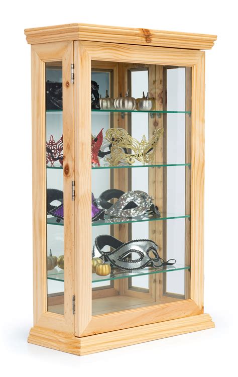 Wall or Counter Curio Cabinet w/ Mirror Back, Adjustable Shelves ...