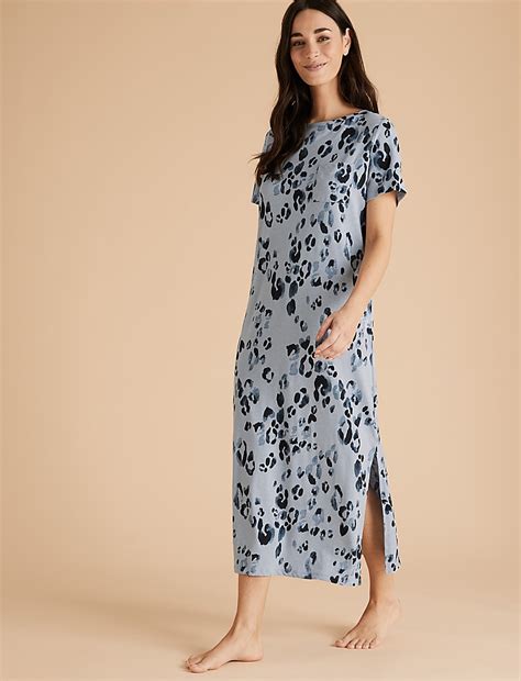 Buy Cotton Animal Print Long Nightdress at Marks & Spencer