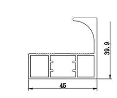 CAP 142 Chrome Finish 45 mm Aluminium Shutter Profile Handle - 2270 mm
