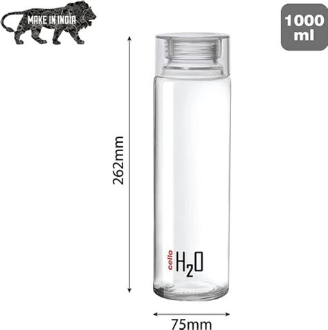 cello by cello h2o glass fridge bottle 1000ml clear 920 ml Glass Bottle ...