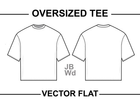 Boxy Oversized Fit T-shirt Flat Technical Drawing Illustration Short Sleeve Blank Streetwear ...