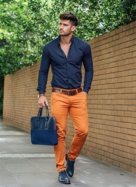 21 Men Outfits With Orange Pants - Styleoholic