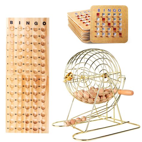 Buy GSE Bingo Game, Bingo Game Set with Cage and Balls, Wood Bingo ...