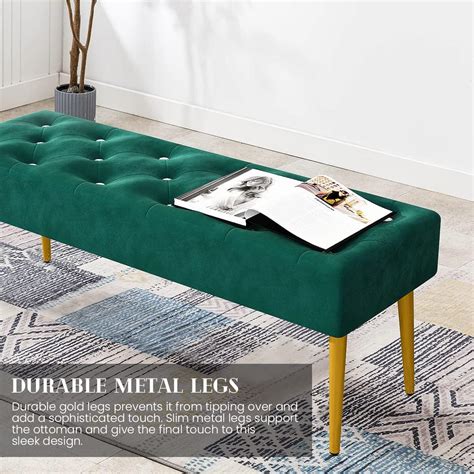 Buy Recaceik Velvet Bench Ottoman Modern Upholstered Entryway Bench End ...