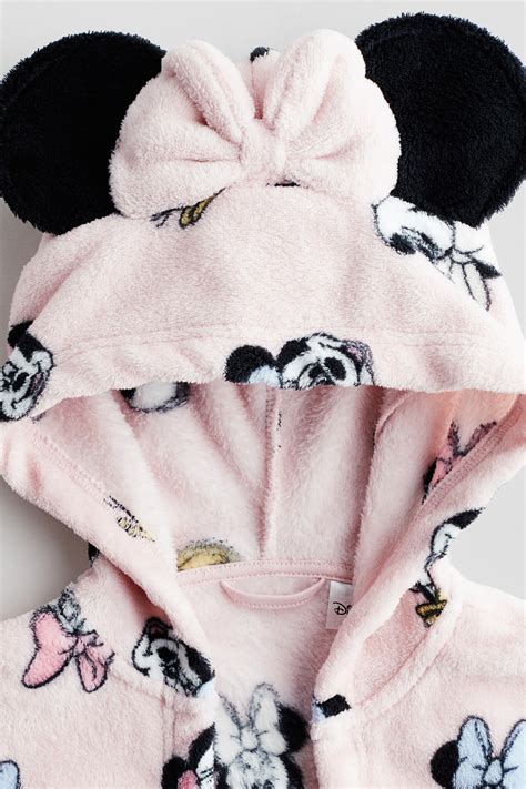 Fleece dressing gown - Light pink/Minnie Mouse - Kids | H&M IN
