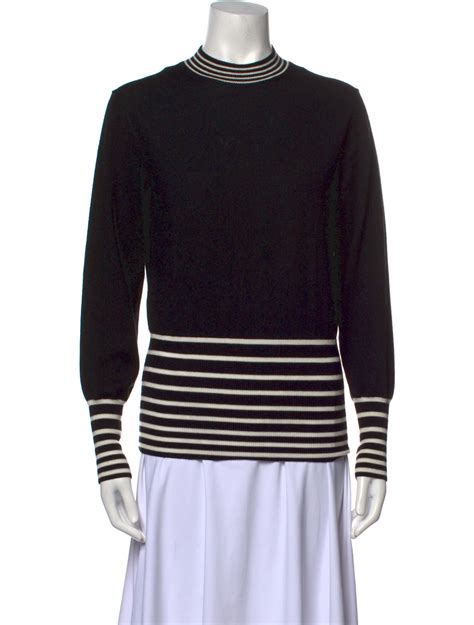 Milly Merino Wool Striped Sweater - Black Knitwear, Clothing - WM658905 ...