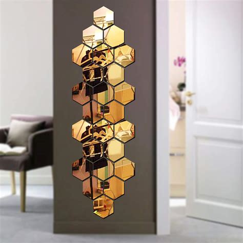 Golden Hexagon Mirror Sticker