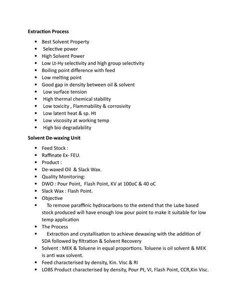 Solvent dewaxing process - Extraction Process Best Solvent Property ...
