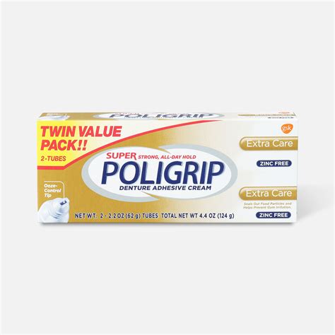 FSA Eligible Super Poligrip Extra Care Zinc Free Denture Adhesive Cream ...