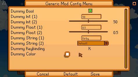 Image result for Mod Generic Mod Config Menu
