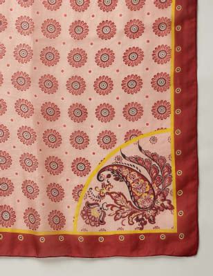 Pure Silk Floral Print Scarf