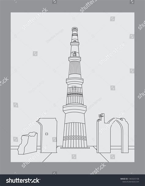 Qutub Minar Pencil Sketch Sketches Paris Skyline