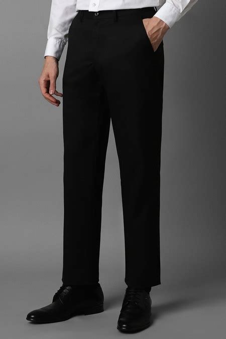 Black Solid Full Length Formal Men Regular Fit Formal Trousers ...