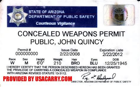 Arizona Concealed Carry Permit Information, Concealed Weapon
