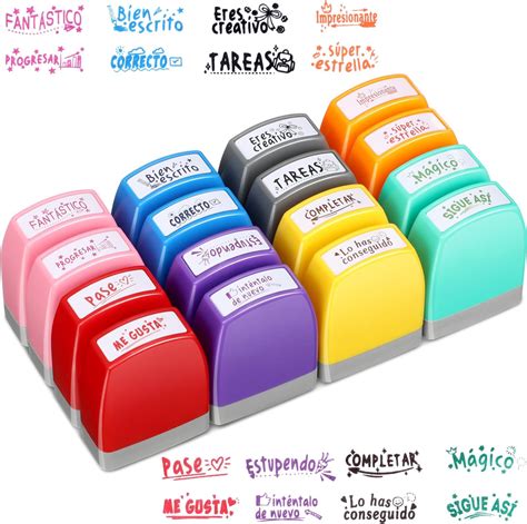 Amazon.com : Qilery 8 Pcs Teacher Stamp Spanish Teacher Grading Stamp ...