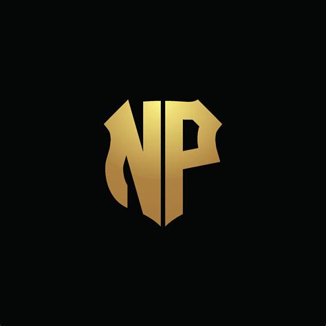 monograma del logotipo de np con colores dorados y plantilla de diseño ...