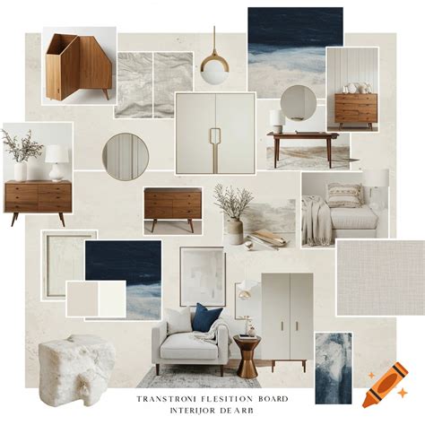 Transitional interior design style visual board on Craiyon