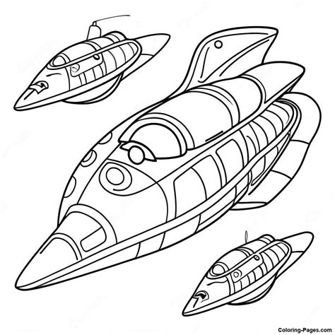 Galactic Spaceships Coloring Page | Coloring-Pages.com