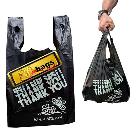 Amazon.com: YoYoRain Black Thank You Bags, Heavy Duty 22MIC Bags, Black ...