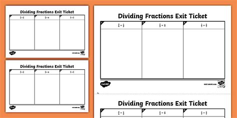 Seventh Grade Dividing Fractions Exit Ticket