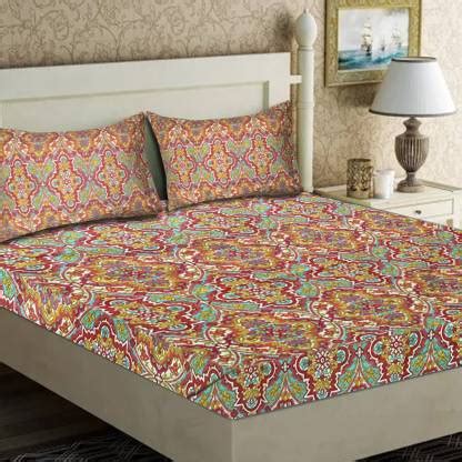 SAJAVAT HOME 400 TC Cotton Double Printed Flat Bedsheet - Buy SAJAVAT ...