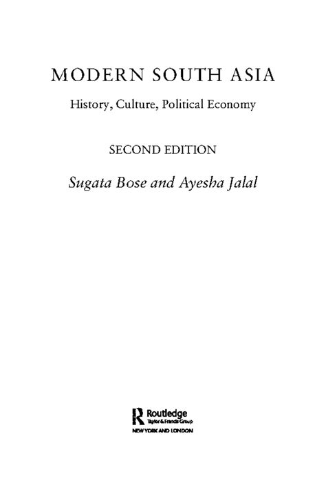 U4 R3 A Jalal & S Bose (1997) Modern South Asia: History, Culture ...