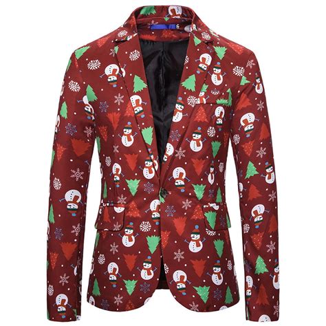 YanHoo Men Christmas Suit Men's Christmas Blazer - Ugly X-Mas Holiday ...