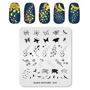 Buy KADS Nail Art Template Nature Nail Stamping Plate Butterfly ...