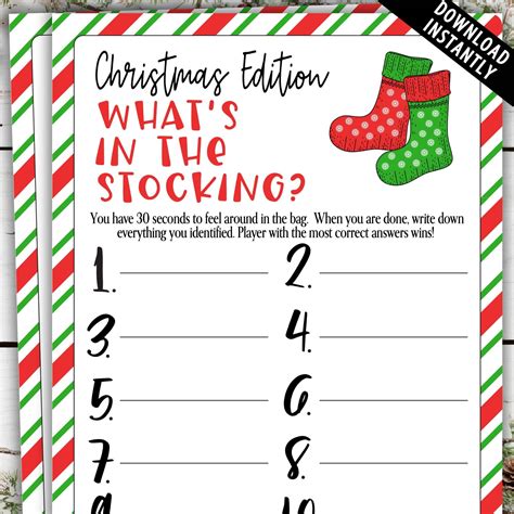 Christmas whats in the stocking game christmas party instant download ...