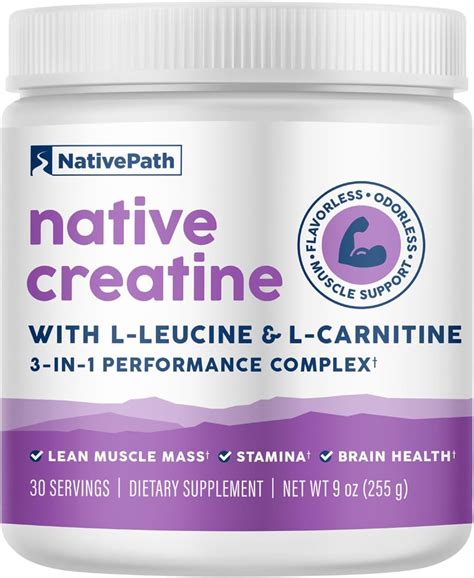 Amazon.com: NativePath Creatine Monohydrate Powder with L-Leucine & L-Carnitine - Muscle ...